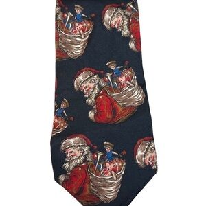 Vintage Fraser Thomson Dillards Silk Christmas Santa Holiday Tie Made in USA